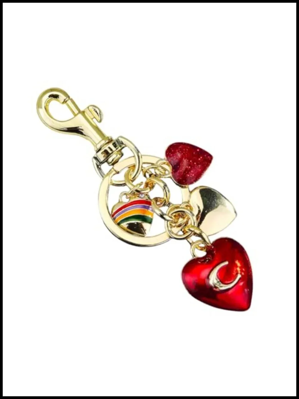 Heart Shaped Letter Bag Charm Metal Pendant Keychain Purse Accessories